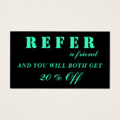 Moderne Neon Aquamarin Black-Referenzkarten (Vorderseite)