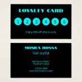 Moderne Neon Blue Black Loyalty Cards (Vorne & Hinten)