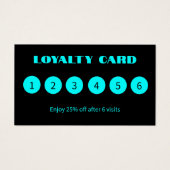 Moderne Neon Blue Black Loyalty Cards (Vorderseite)