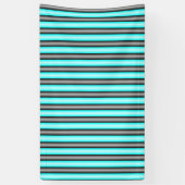 Moderne Neon Blue und Black 3D Metal Effect Stripe Banner (Vertikal)