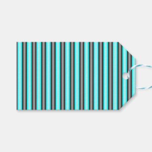 Moderne Neon Blue und Black 3D Metal Effect Stripe Geschenkanhänger