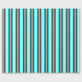 Moderne Neon Blue und Black 3D Metal Effect Stripe Geschenkpapier (Flach)