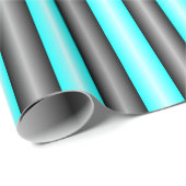 Moderne Neon Blue und Black 3D Metal Effect Stripe Geschenkpapier (Rolleneckpunkt)