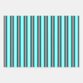 Moderne Neon Blue und Black 3D Metal Effect Stripe Geschenkpapier Set (Vorderseite 3)