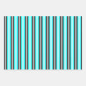 Moderne Neon Blue und Black 3D Metal Effect Stripe Geschenkpapier Set (Vorderseite 2)