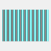 Moderne Neon Blue und Black 3D Metal Effect Stripe Geschenkpapier Set (Vorderseite)