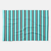 Moderne Neon Blue und Black 3D Metal Effect Stripe Geschirrtuch (Horizontal)