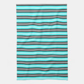 Moderne Neon Blue und Black 3D Metal Effect Stripe Geschirrtuch (Vertikal)