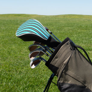 Moderne Neon Blue und Black 3D Metal Effect Stripe Golf Headcover