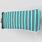 Moderne Neon Blue und Black 3D Metal Effect Stripe Golf Headcover (Vorderseite)