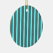 Moderne Neon Blue und Black 3D Metal Effect Stripe Keramik Ornament (Rechts)