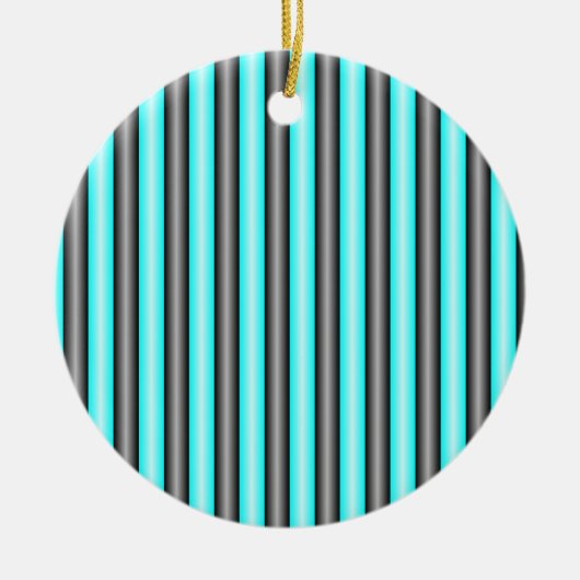 Moderne Neon Blue und Black 3D Metal Effect Stripe Keramik Ornament (Vorne)