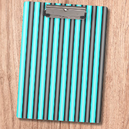 Moderne Neon Blue und Black 3D Metal Effect Stripe Klemmbrett