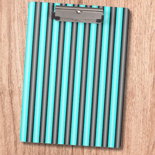Moderne Neon Blue und Black 3D Metal Effect Stripe Klemmbrett