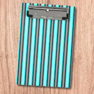 Moderne Neon Blue und Black 3D Metal Effect Stripe Mini Klemmbrett