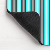 Moderne Neon Blue und Black 3D Metal Effect Stripe Mousepad (Ecke)