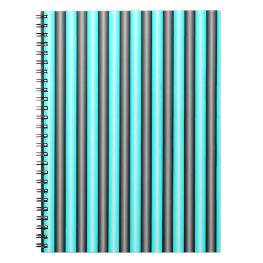 Moderne Neon Blue und Black 3D Metal Effect Stripe Notizblock (Vorderseite)
