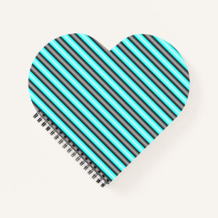 Moderne Neon Blue und Black 3D Metal Effect Stripe Notizblock