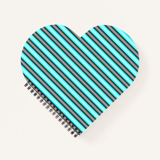 Moderne Neon Blue und Black 3D Metal Effect Stripe Notizblock (Vorderseite)
