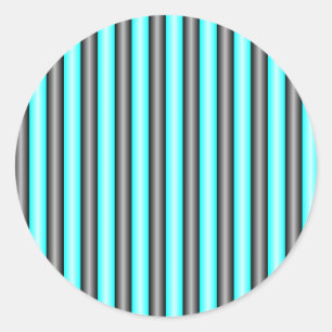 Moderne Neon Blue und Black 3D Metal Effect Stripe Runder Aufkleber