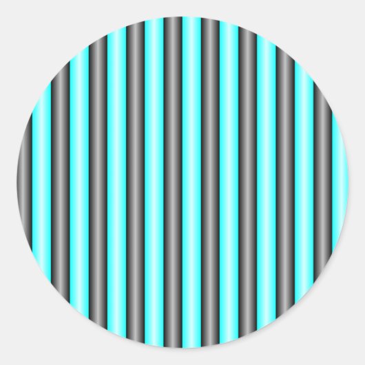 Moderne Neon Blue und Black 3D Metal Effect Stripe Runder Aufkleber (Vorderseite)