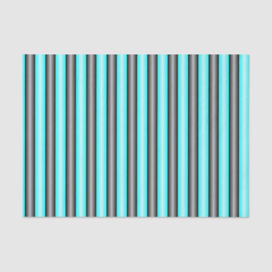 Moderne Neon Blue und Black 3D Metal Effect Stripe Seidenpapier (Vorderseite)