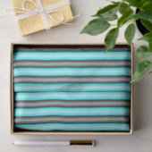 Moderne Neon Blue und Black 3D Metal Effect Stripe Seidenpapier (Geschenk)