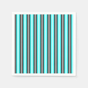 Moderne Neon Blue und Black 3D Metal Effect Stripe Serviette