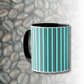 Moderne Neon Blue und Black 3D Metal Effect Stripe Tasse