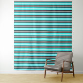 Moderne Neon Blue und Black 3D Metal Effect Stripe Wandteppich (Beispiel)