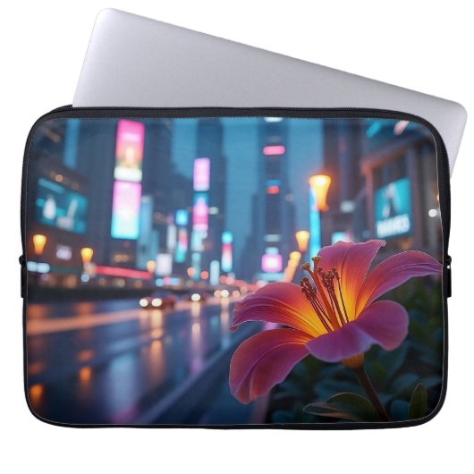 Moderne Neon-Blüte 13' Laptopschutzhülle (Vorderseite)