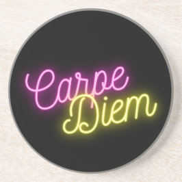 Moderne Neon Carpe Diem Word Art Getränkeuntersetzer