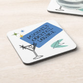 Moderne Neon Cocktail Lounge Name Getränkeuntersetzer (Linke Seite)