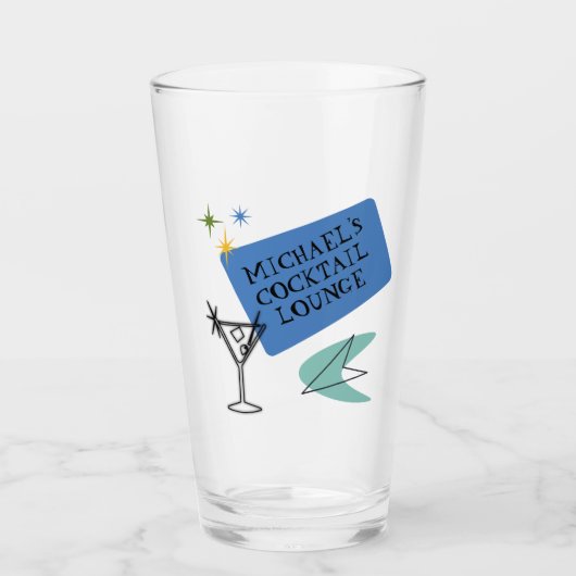 Moderne Neon Cocktail Lounge Name Glas (Vorderseite)