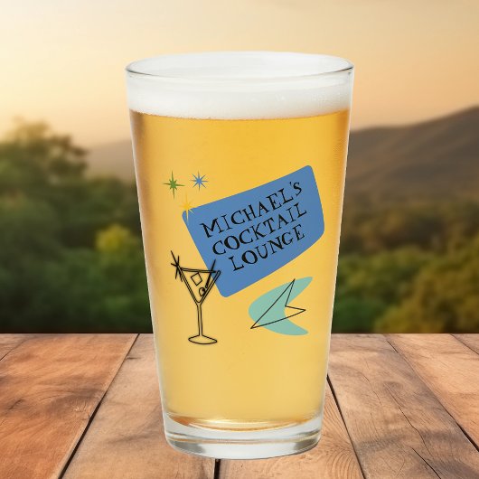 Moderne Neon Cocktail Lounge Name Glas