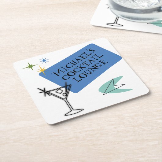 Moderne Neon Cocktail Lounge Name Rechteckiger Pappuntersetzer (angewinkelt)