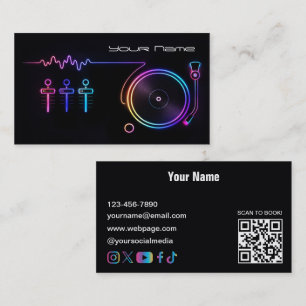 Moderne Neon-DJ-Visitenkarte Visitenkarte
