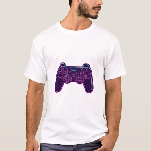 Moderne Neon-Gaming-Controller-Weiß-Cotton-T-Shirt T-Shirt (Vorderseite)