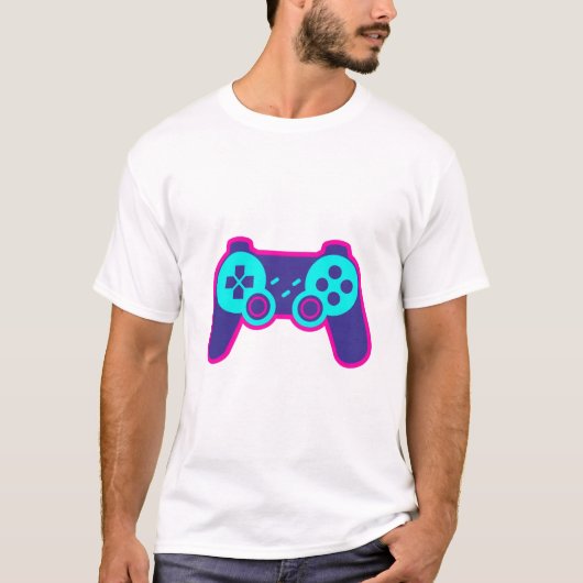 Moderne Neon-Gaming-Controller-Weiß-Cotton-T-Shirt T-Shirt (Vorderseite)