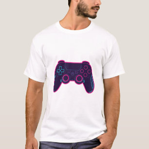 Moderne Neon-Gaming-Controller weiße Baumwoll-T-Sh T-Shirt