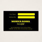 Moderne Neon-Gelb-Schwarz-Referenzkarten (Rückseite)