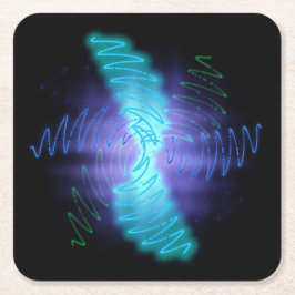 Moderne Neon Glows Sound Waves Rechteckiger Pappuntersetzer