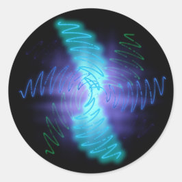 Moderne Neon Glows Sound Waves Runder Aufkleber
