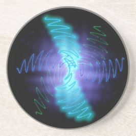 Moderne Neon Glows Sound Waves Sandstein Untersetzer