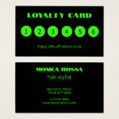 Moderne Neon Green Black Loyalty Cards (Vorne & Hinten)