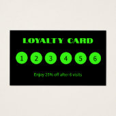 Moderne Neon Green Black Loyalty Cards (Vorderseite)