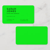 Moderne Neon Green Color Visitenkarte (Vorne/Hinten)