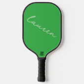 Moderne Neon-Grüne Skriptname  Pickleball Schläger (Rückseite)