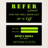 Moderne Neon Limon Black-Referenzkarten (Vorne & Hinten)