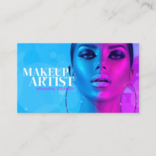Moderne Neon Makeup Artist Business Card Visitenkarte (Vorderseite)